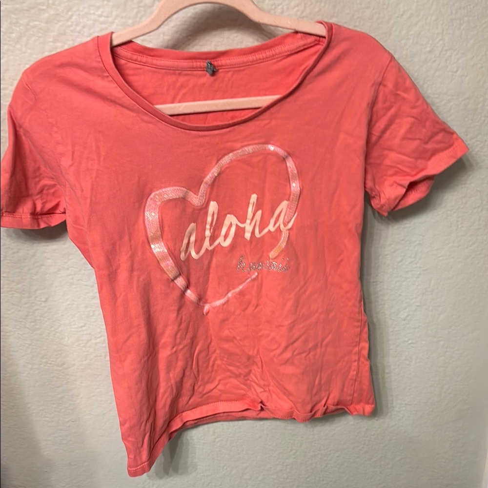 Coral 'Aloha' Heart T-Shirt